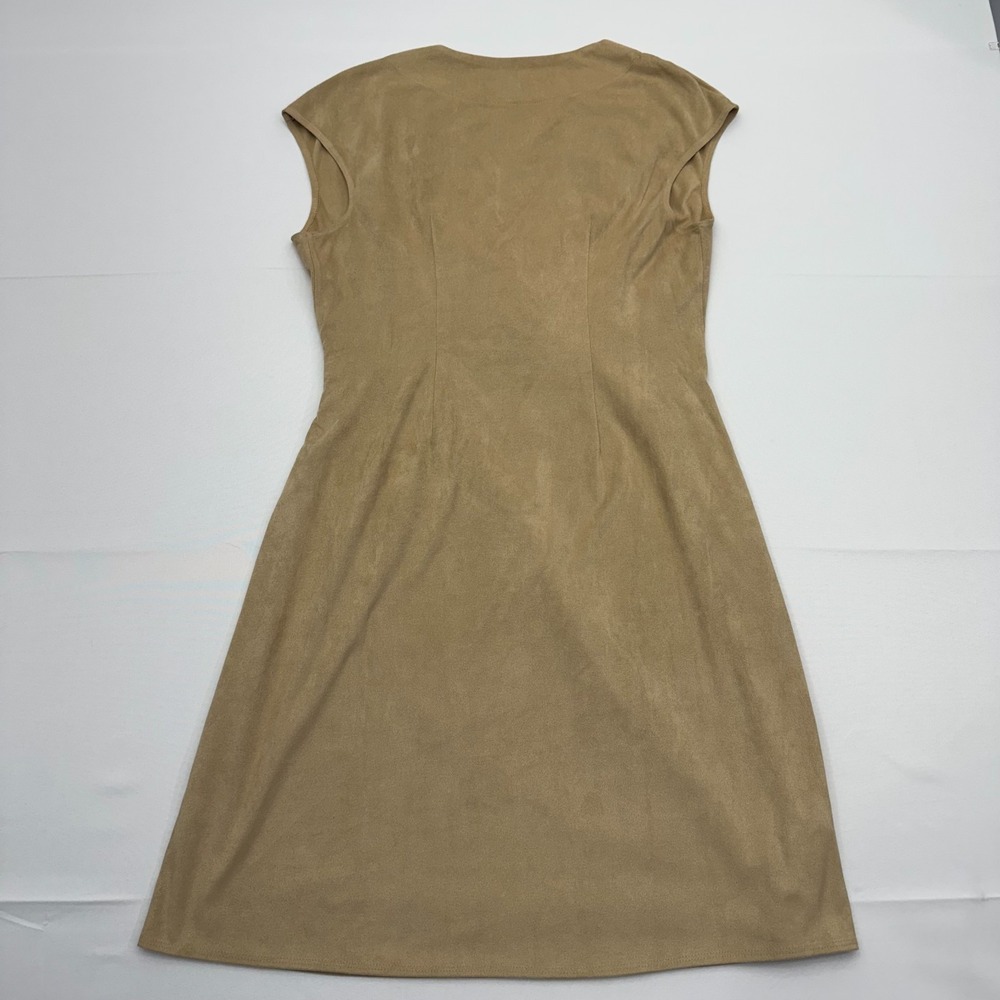Tommy Bahama Clara Faux Wrap Dress Womens Medium Tan‎ Salina Sands Faux Suede - Picture 2 of 9